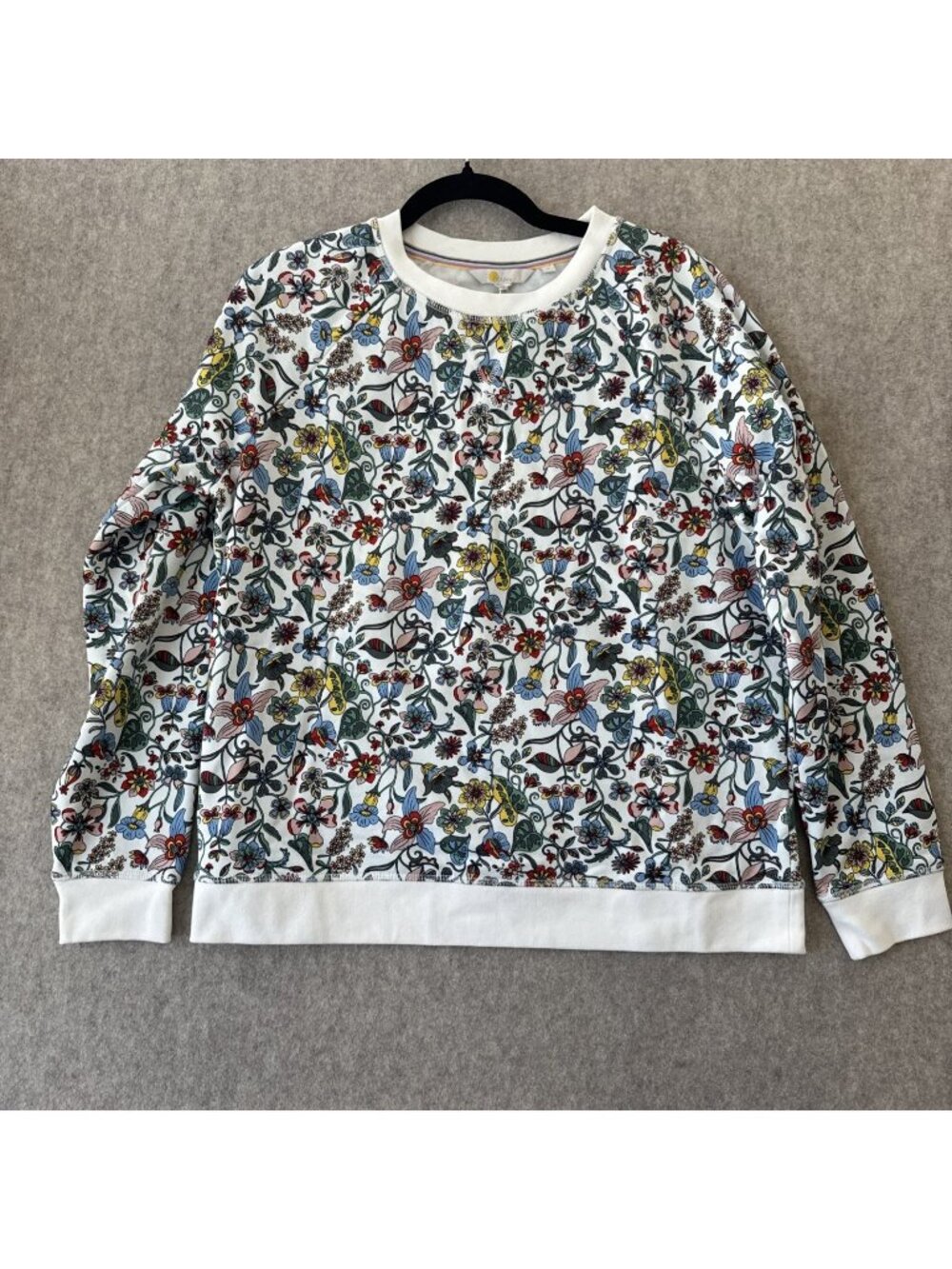 NWT Boden Floral Print Crewneck Sweatshirt Womens M Botanical Garden Cotton